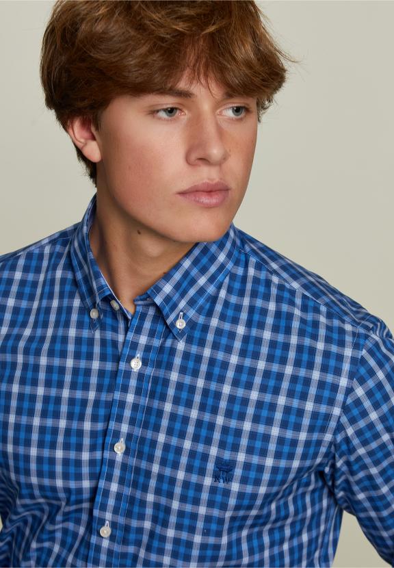 Custom Fit Checked Shirt Blue/White - Multi