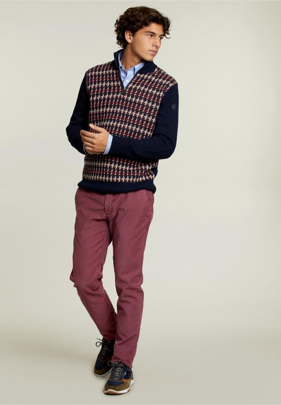 Slim Fit Woolen Sweater Navy/Montrose - Bleu