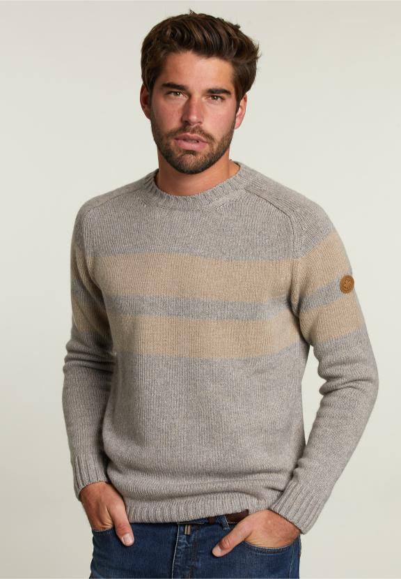 Pull ajusté en laine et cachemire Pingouin/Biscuit Mouline - Gris - W