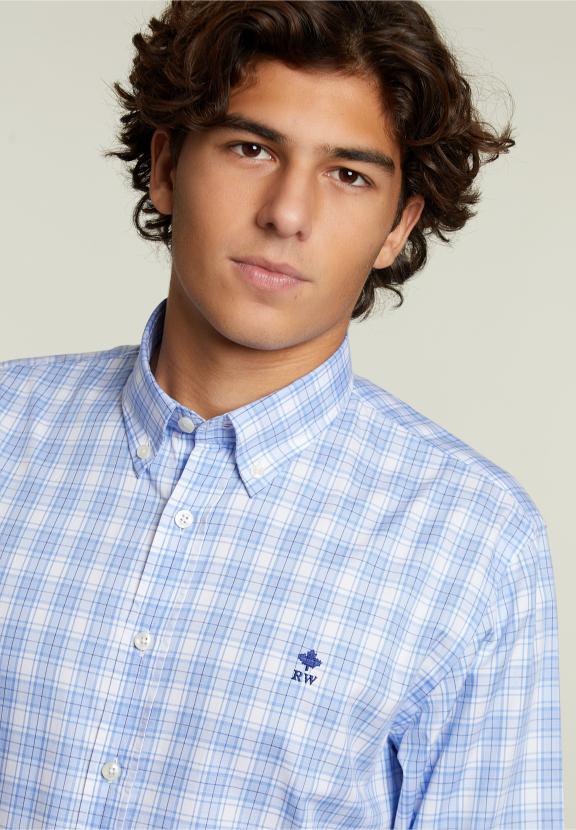 Custom Fit Checked Shirt Multi - Bleu