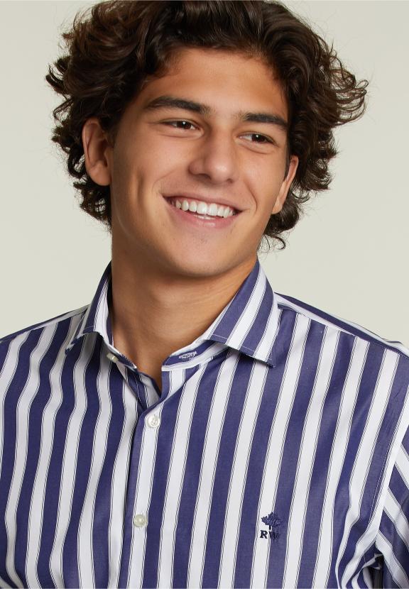 Custom Fit Striped Shirt Multi - Bleu