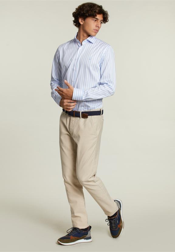 Custom Fit Striped Shirt Blue/White - Bleu