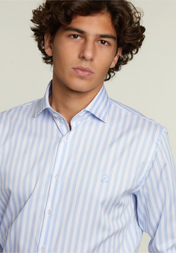 Custom Fit Striped Shirt Blue/White - Bleu