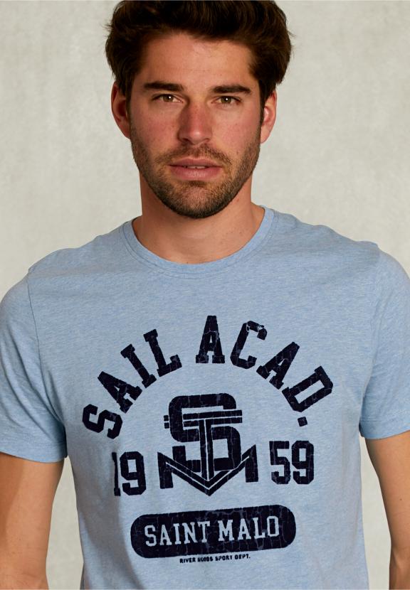 Normal Fit Basic T-Shirt Dark Victoria Mix - Bleu