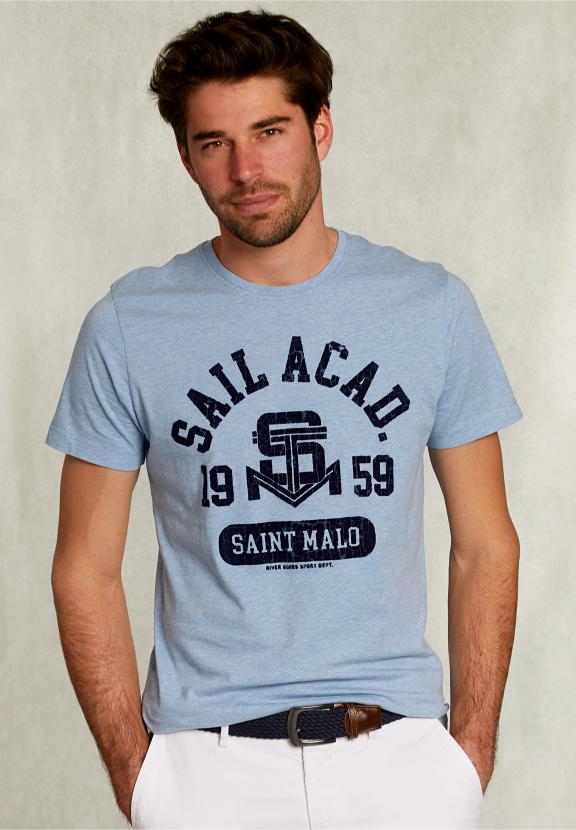 Normal Fit Basic T-Shirt Dark Victoria Mix - Bleu