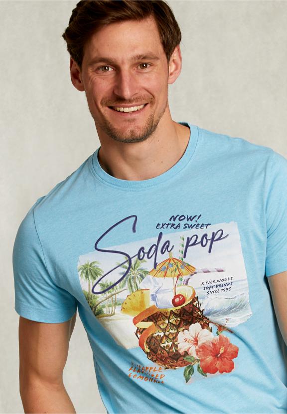 Normal Fit Basic T-Shirt Bora Bora Mel - Bleu