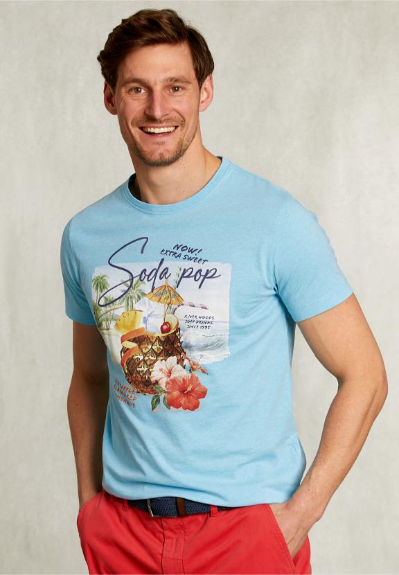 Normal Fit Basic T-Shirt Bora Bora Mel - Bleu