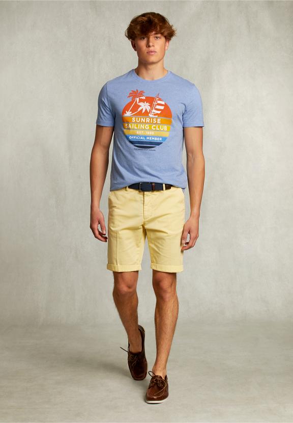 Normal Fit Basic T-Shirt Blue Gin Mel - Bleu