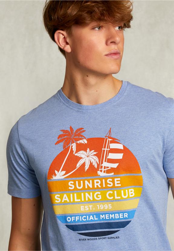 Normal Fit Basic T-Shirt Blue Gin Mel - Bleu