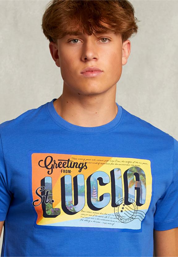 Normal Fit Basic T-Shirt Carribean Blue - Bleu