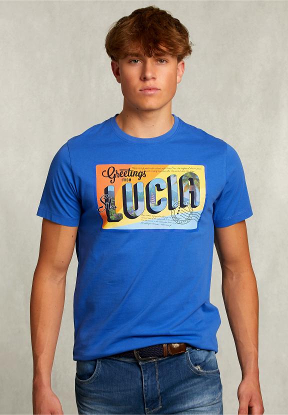 Normal Fit Basic T-Shirt Carribean Blue - Bleu