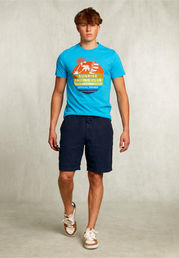 Normal Fit Basic T-Shirt In Aruba - Bleu