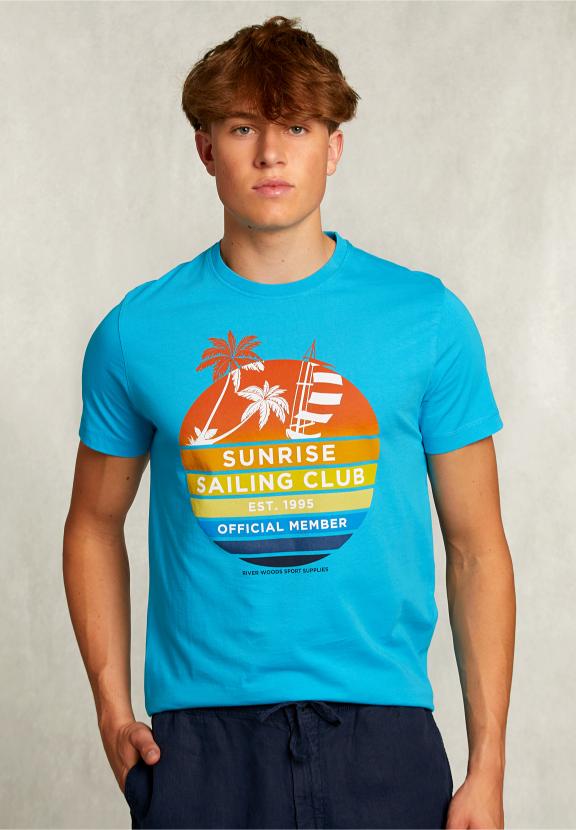 Normal Fit Basic T-Shirt In Aruba - Bleu
