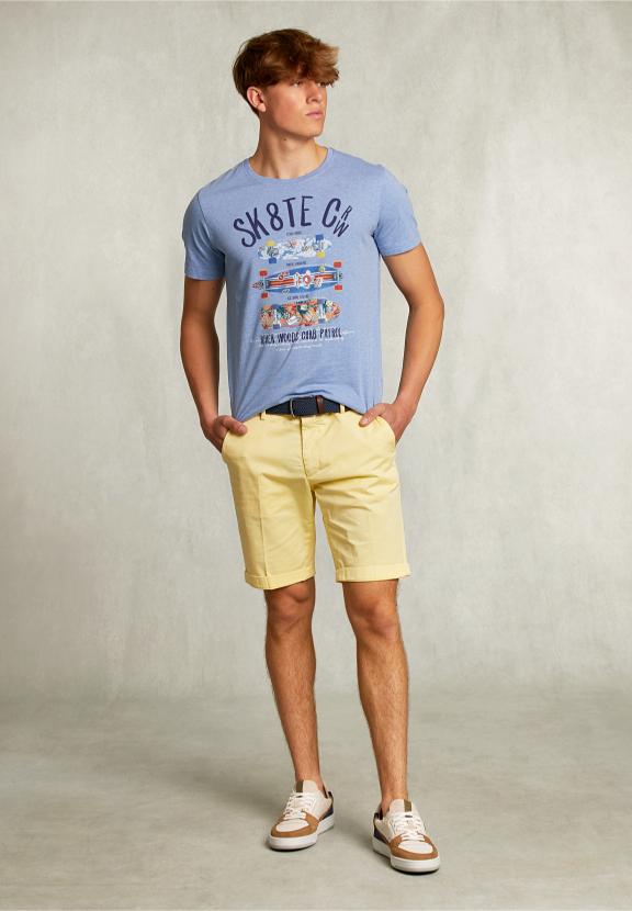 Normal Fit Basic T-Shirt Blue Gin Mel - Bleu
