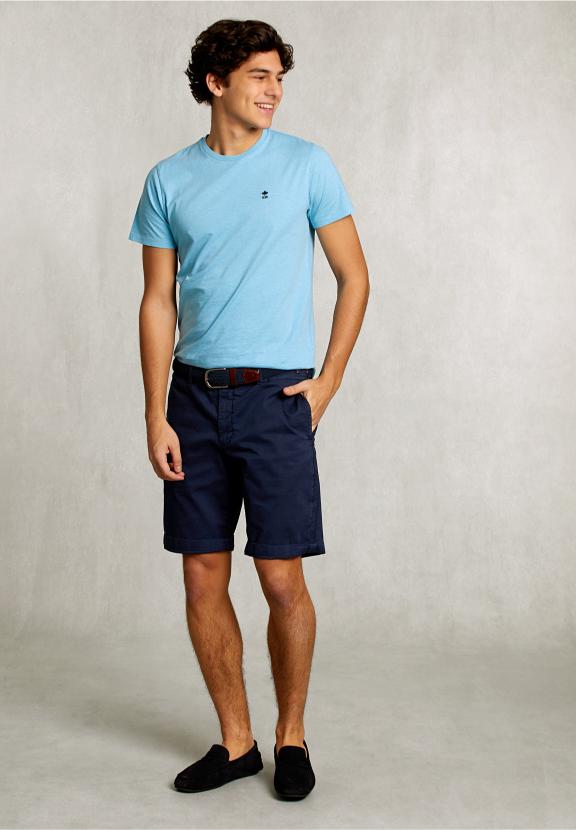 Custom Fit Pima Cotton T-Shirt Bora Bora Mix - Bleu