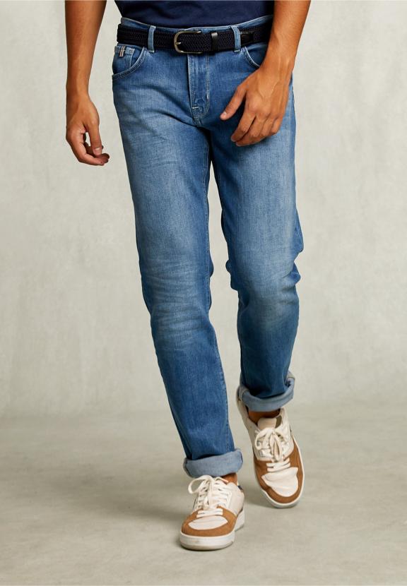 Tight Fit Basic 5-Pocket Jeans Light Stone - Denim
