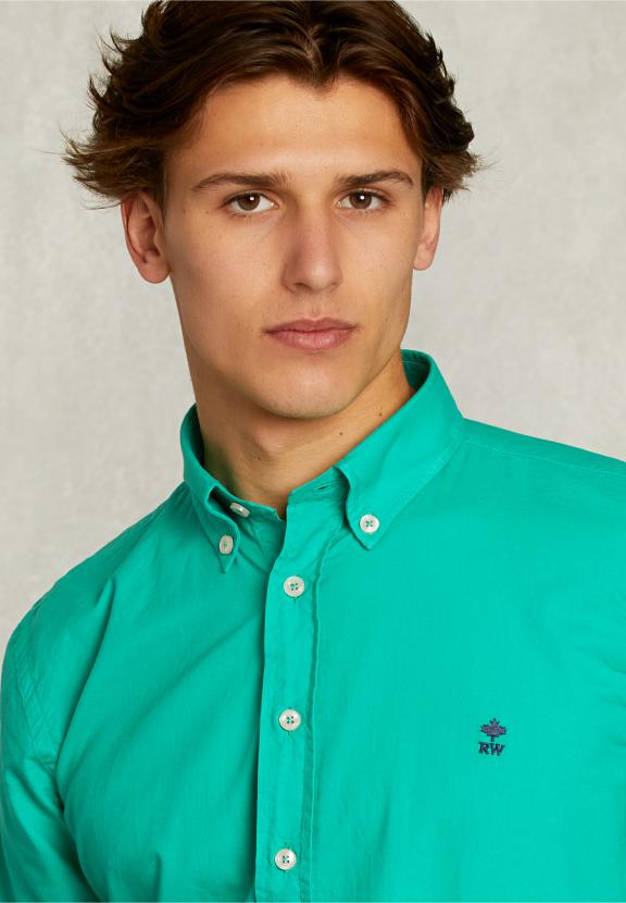 Slim Fit Cotton Shirt Kiwi - Vert