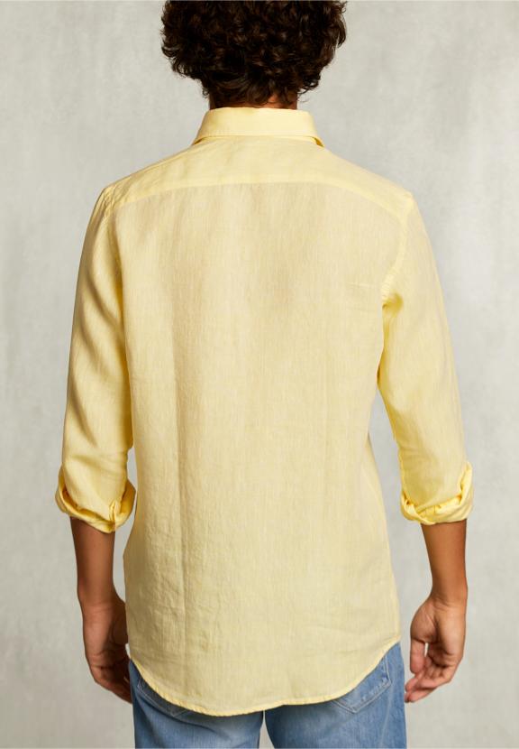Custom Fit Linen Shirt Butterfly - Jaune