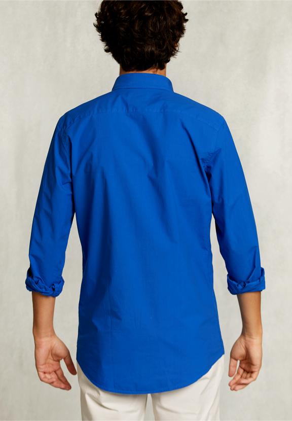 Custom Fit Poplin Shirt Caribbean Blue - Bleu