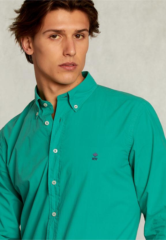 Custom Fit Poplin Shirt Grasschopper - Vert