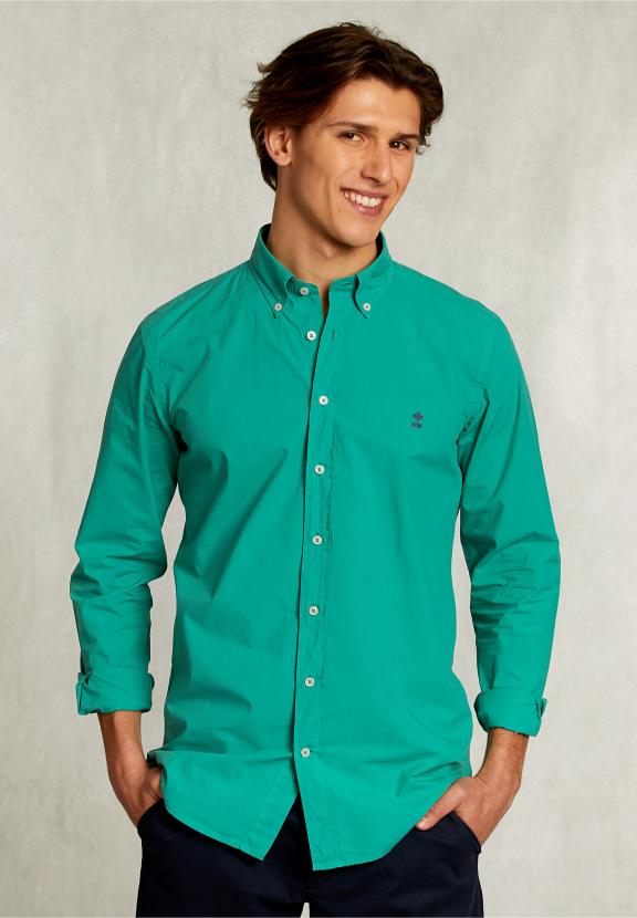 Custom Fit Poplin Shirt Grasschopper - Vert
