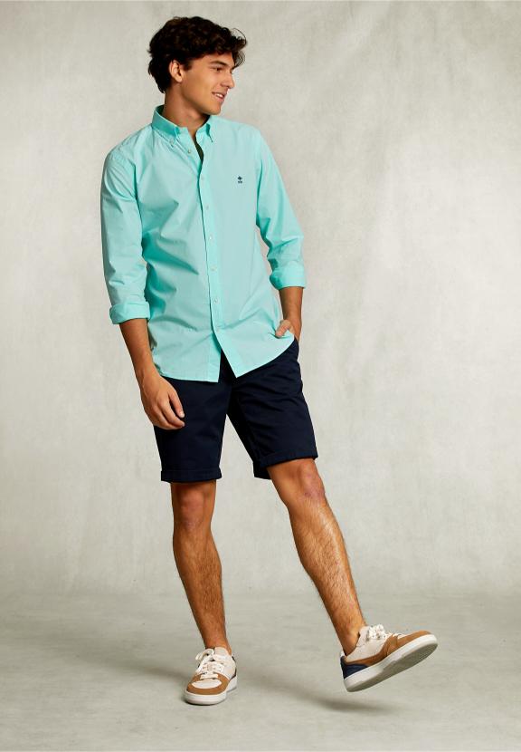 Custom Fit Poplin Shirt Lime - Vert