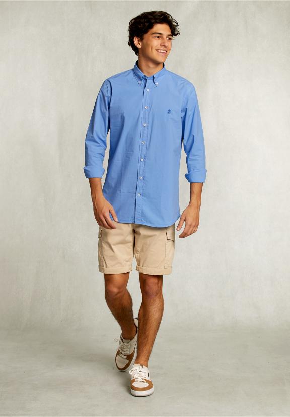 Custom Fit Poplin Shirt Nile - Bleu