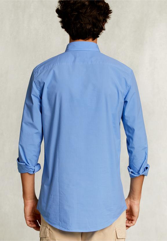 Custom Fit Poplin Shirt Nile - Bleu