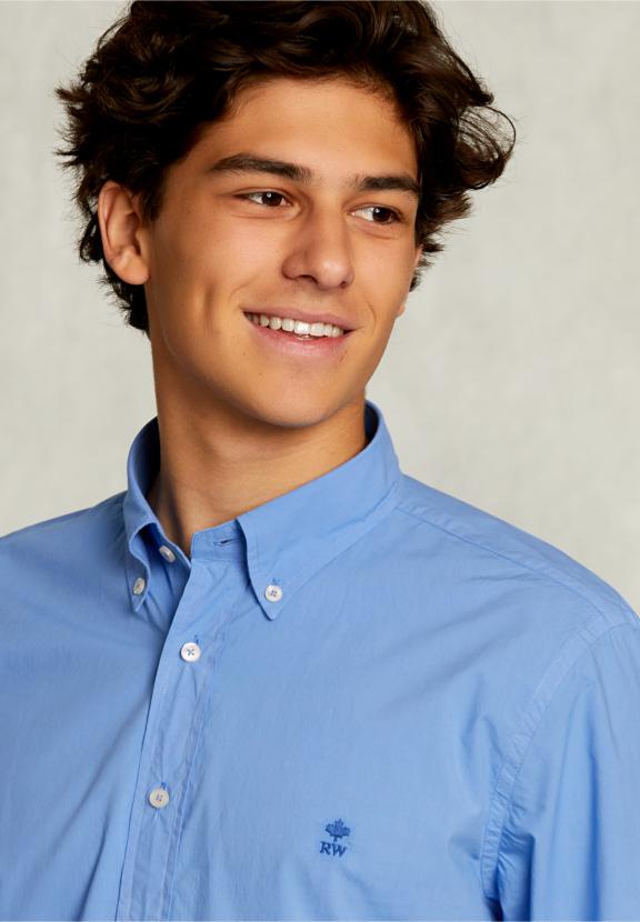 Custom Fit Poplin Shirt Nile - Bleu