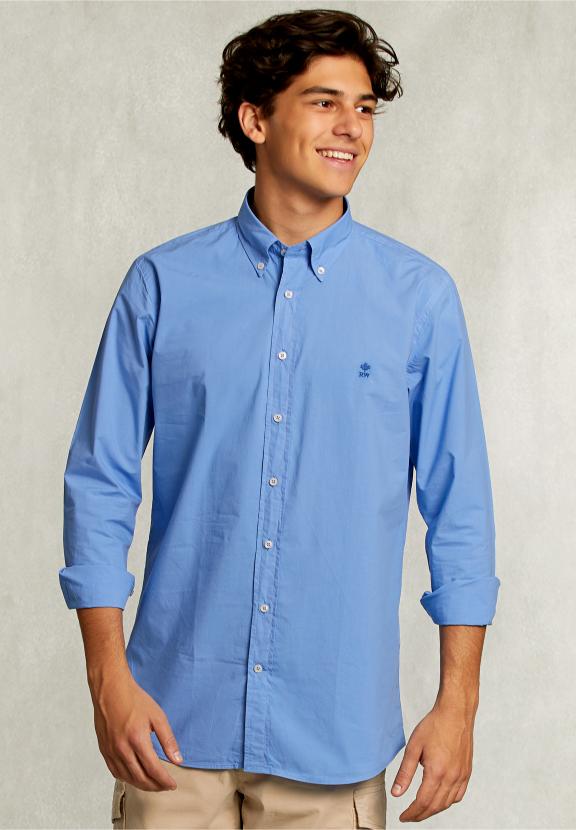 Custom Fit Poplin Shirt Nile - Bleu