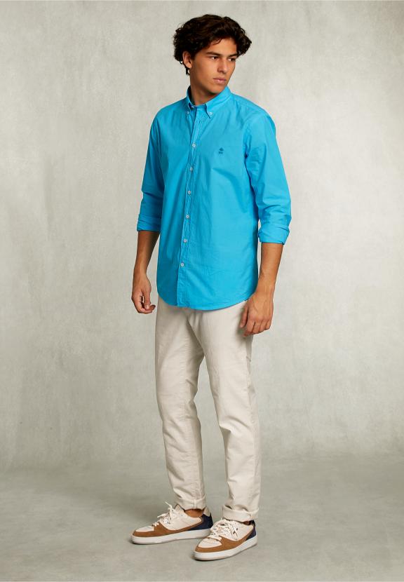Custom Fit Poplin Shirt St-Barth - Bleu