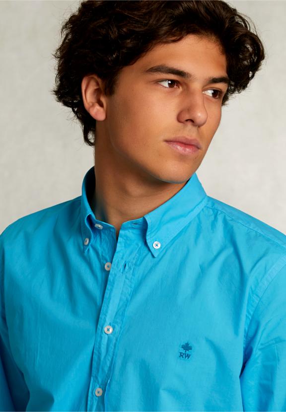 Custom Fit Poplin Shirt St-Barth - Bleu