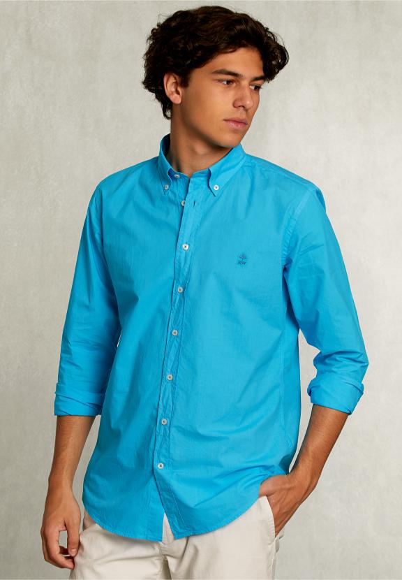 Custom Fit Poplin Shirt St-Barth - Bleu
