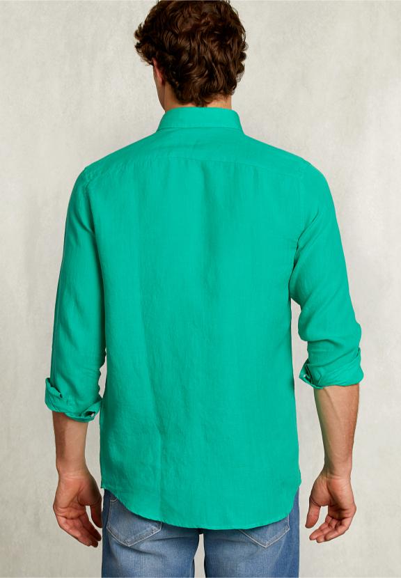 Custom Fit Linen Shirt Ginfizz - Vert