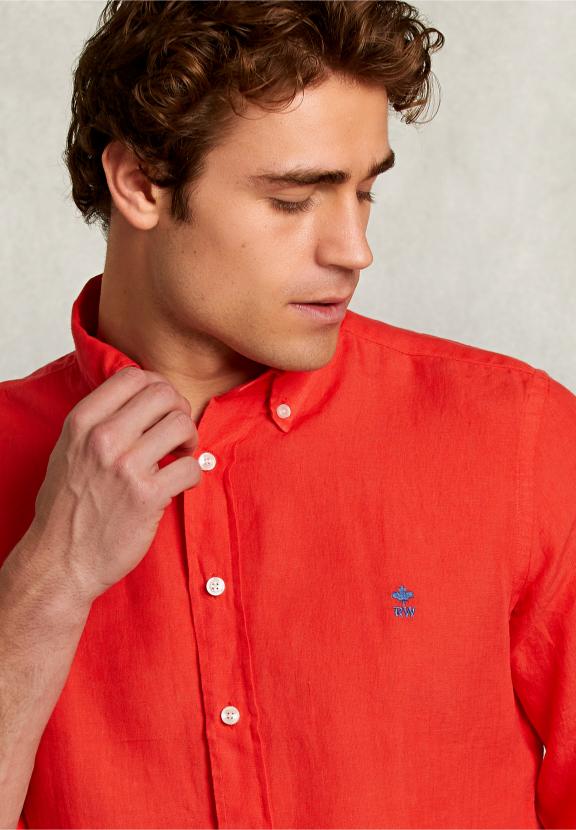 Custom Fit Linen Shirt Pomegranate - Rose
