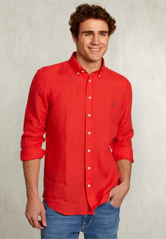 Custom Fit Linen Shirt Pomegranate - Rose