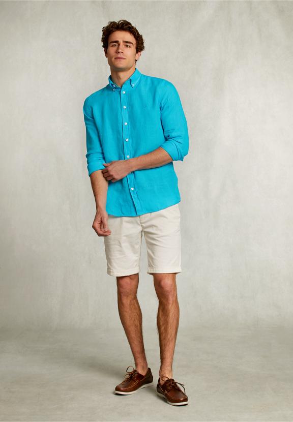 Custom Fit Linen Shirt St-Barth - Bleu