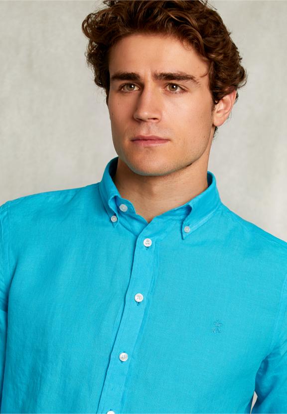 Custom Fit Linen Shirt St-Barth - Bleu