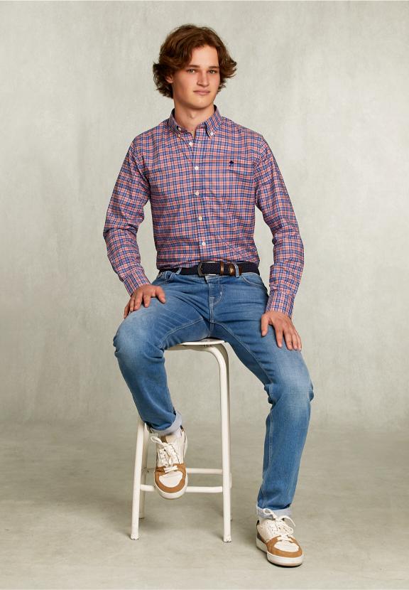 Custom Fit Checked Shirt Blue/Pink - Mix