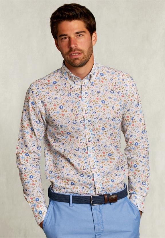 Custom Fit Floral Shirt Multi - Blanc