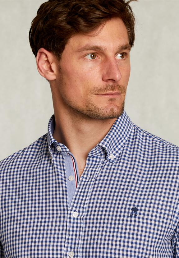 Custom Fit Checked Shirt Blue/White - Bleu