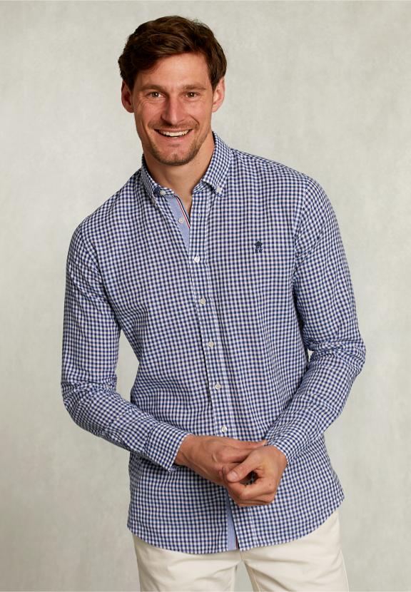 Custom Fit Checked Shirt Blue/White - Bleu