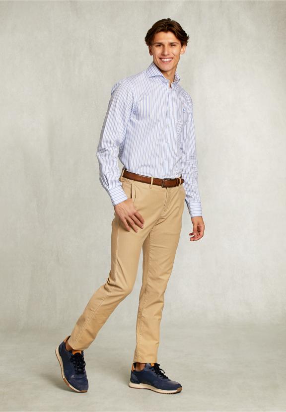 Custom Fit Striped Shirt Blue/White - Bleu