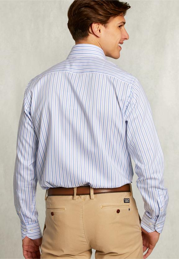 Custom Fit Striped Shirt Blue/White - Bleu