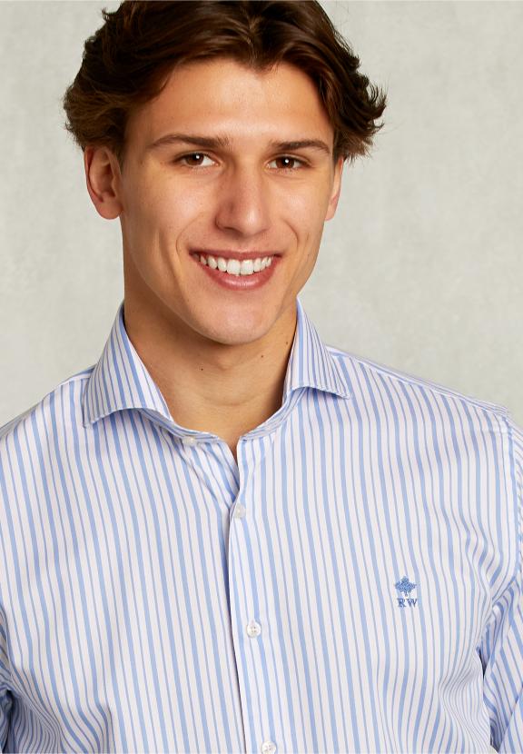 Custom Fit Striped Shirt Blue/White - Bleu
