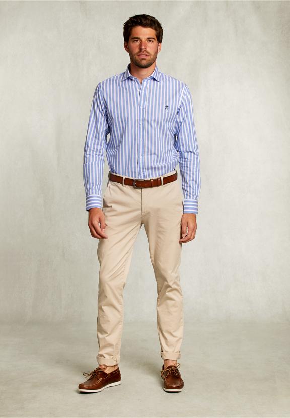 Custom Fit Striped Shirt Blue/White - Bleu