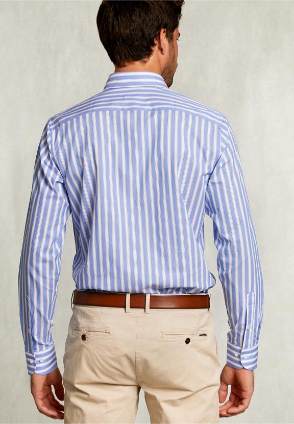 Custom Fit Striped Shirt Blue/White - Bleu