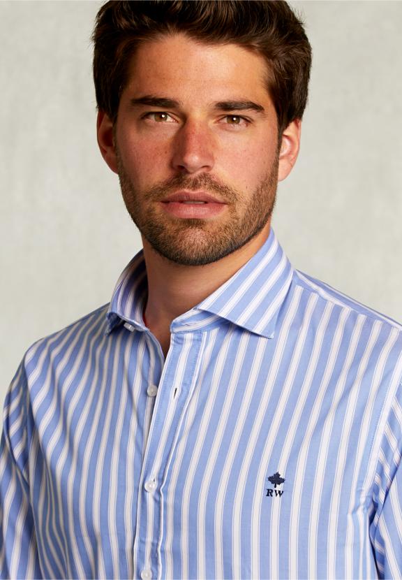 Custom Fit Striped Shirt Blue/White - Bleu