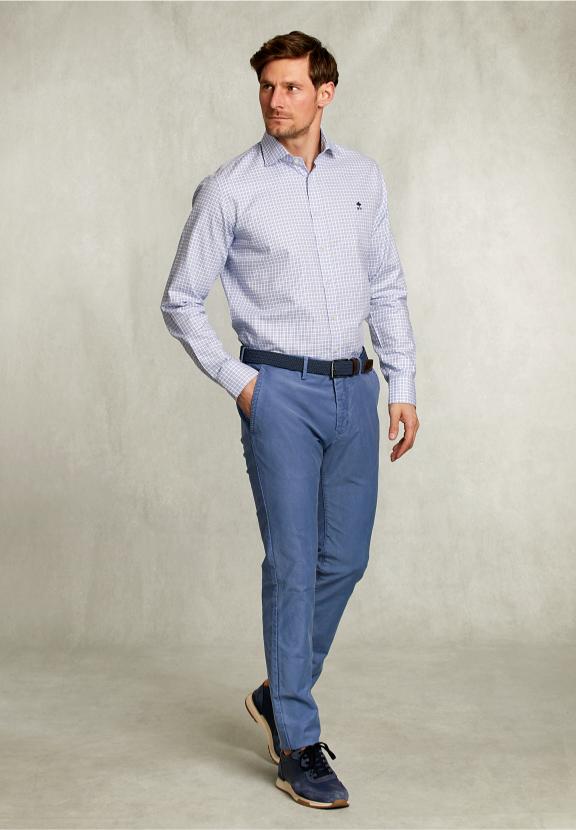 Custom Fit Checked Shirt Blue/White - Bleu