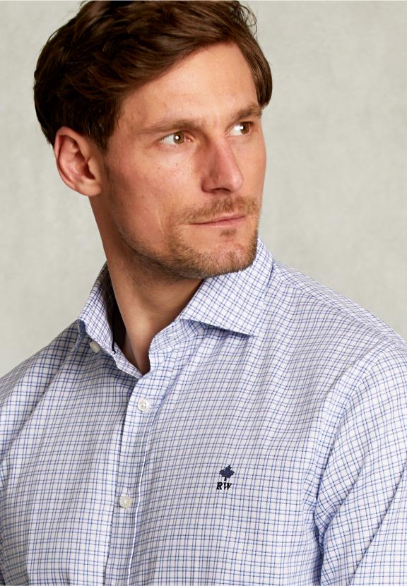 Custom Fit Checked Shirt Blue/White - Bleu